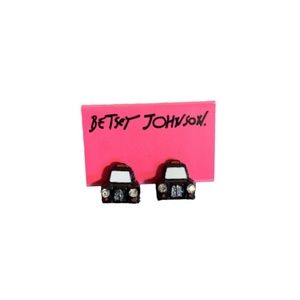🆕 Betsey Johnson Sparkly Silver Toned Taxi Cab Earrings
